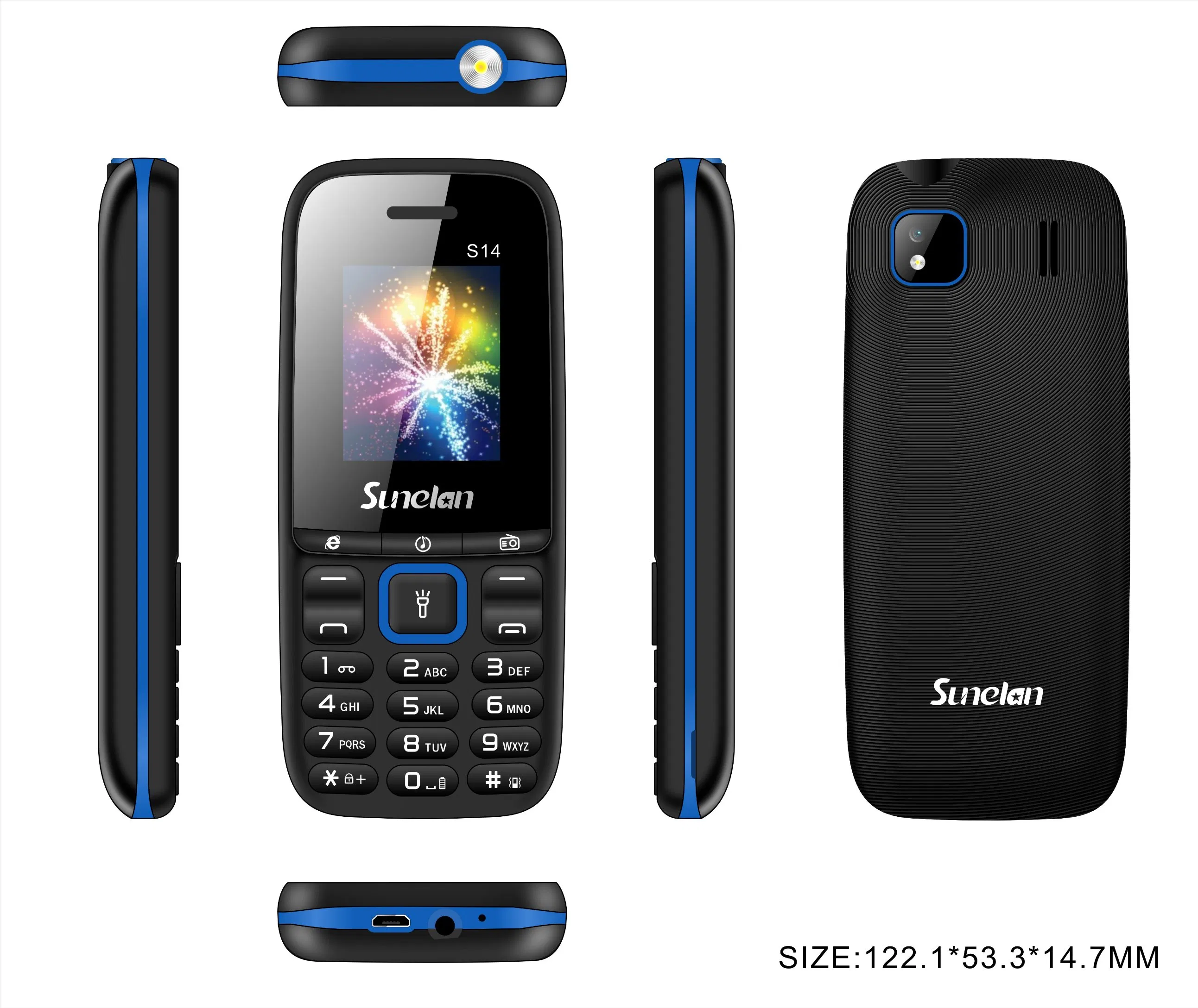 Кнопочный телефон Sunelan S14 с двумя SIM-картами и FM-радио