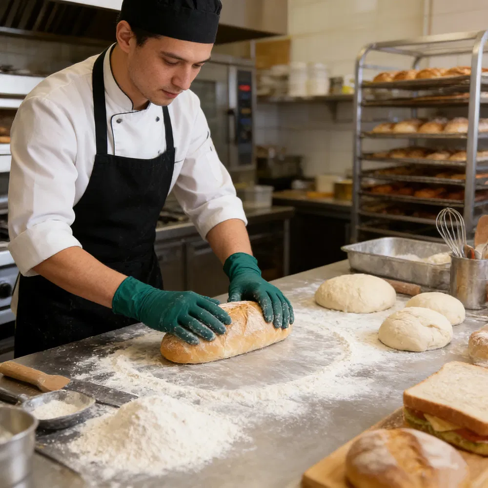 Food Processing Blue Nitrile Gloves - Latex-Free Textured Disposable Gloves, Kitchen Ware