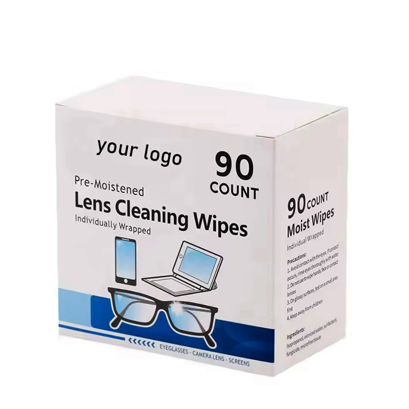 OEM Organic Portable Anti-Fog Lens Wipes Pre-Moistened Eye Glass Cleaner Lens Wipes for Glass Screen Cleaning