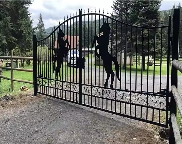 Courtyard Entrance Outdoor Steel Gate Villa Garden Wrought Iron Bear Gate