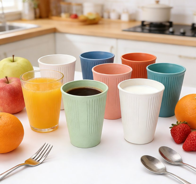 BPA Free Wheat Straw Cup - Eco-Friendly Drinking & Toothbrush Holder Coffee Mug Water Cup