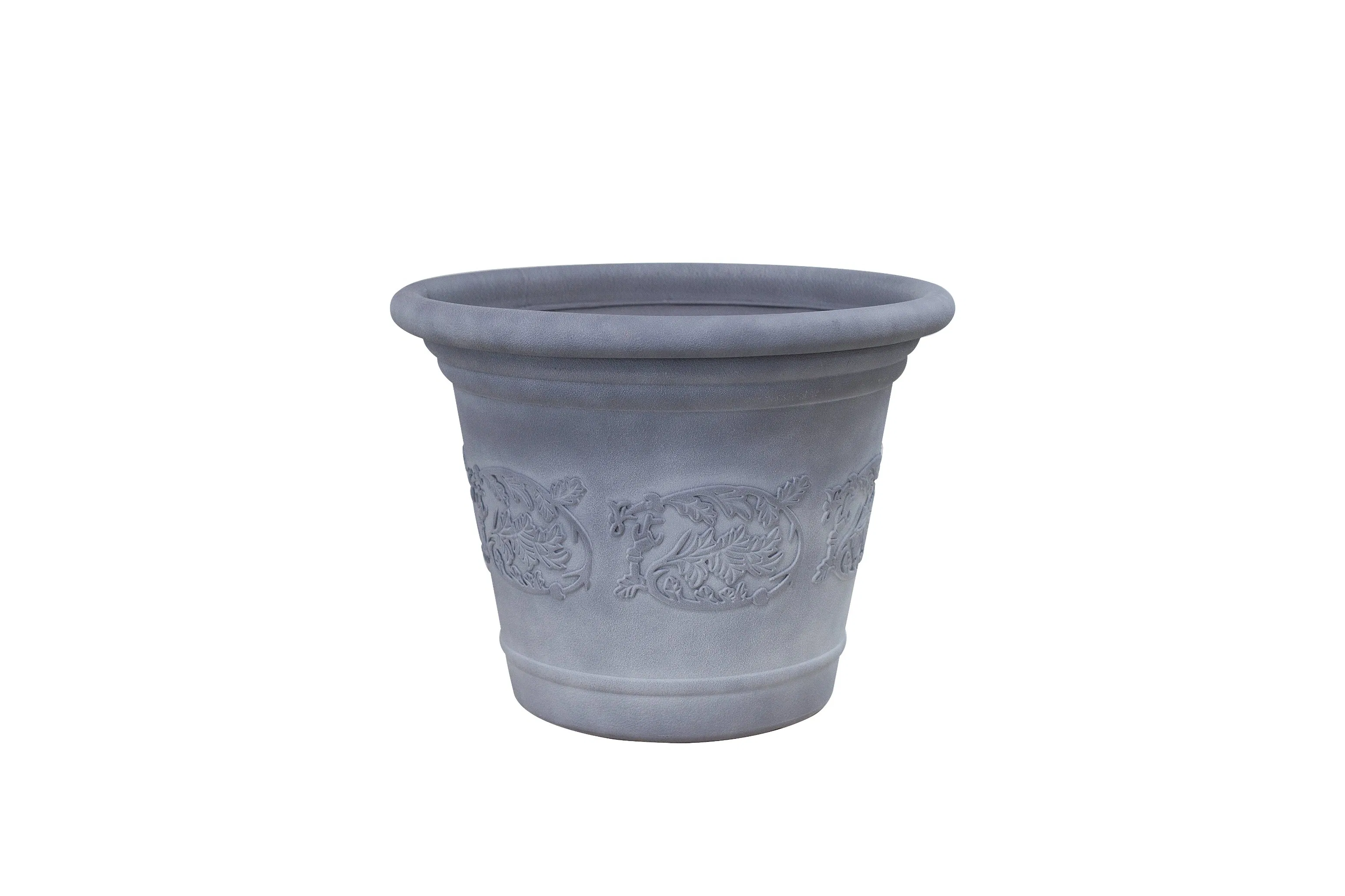 China Manufacturer Engraved Pattern Plastic Garden Pot Lightweight Faux Ceramic Style