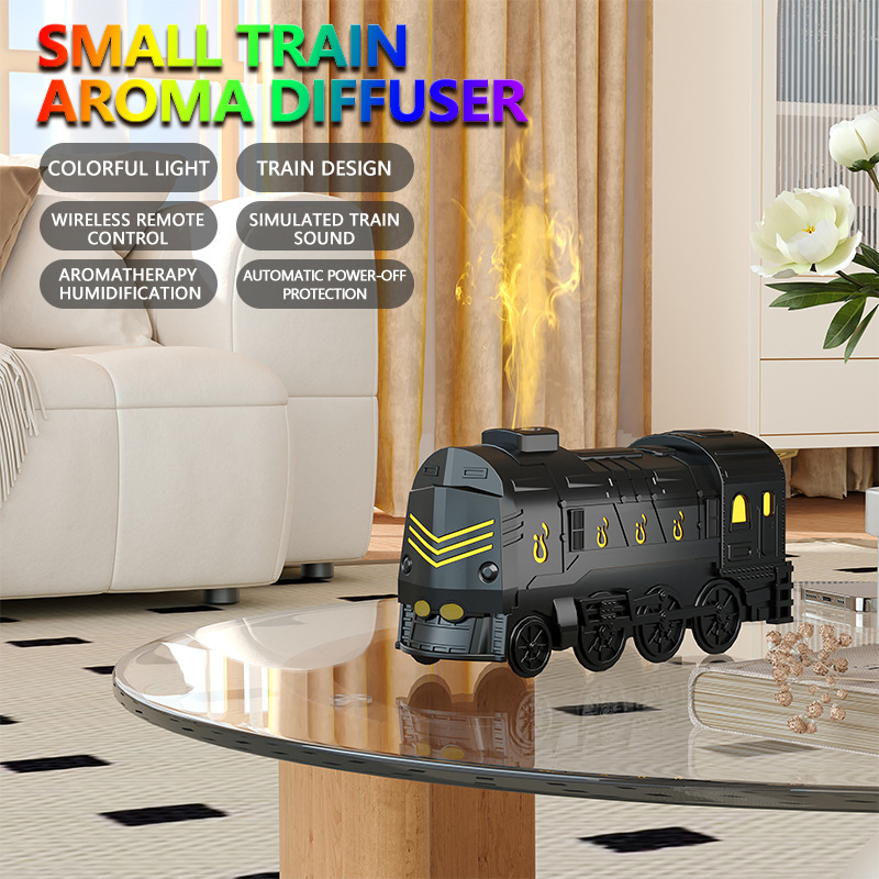 Creative Steam Train Aroma Diffuser Ultrasonic Humidifier with Mist Effect Type C USB Cable