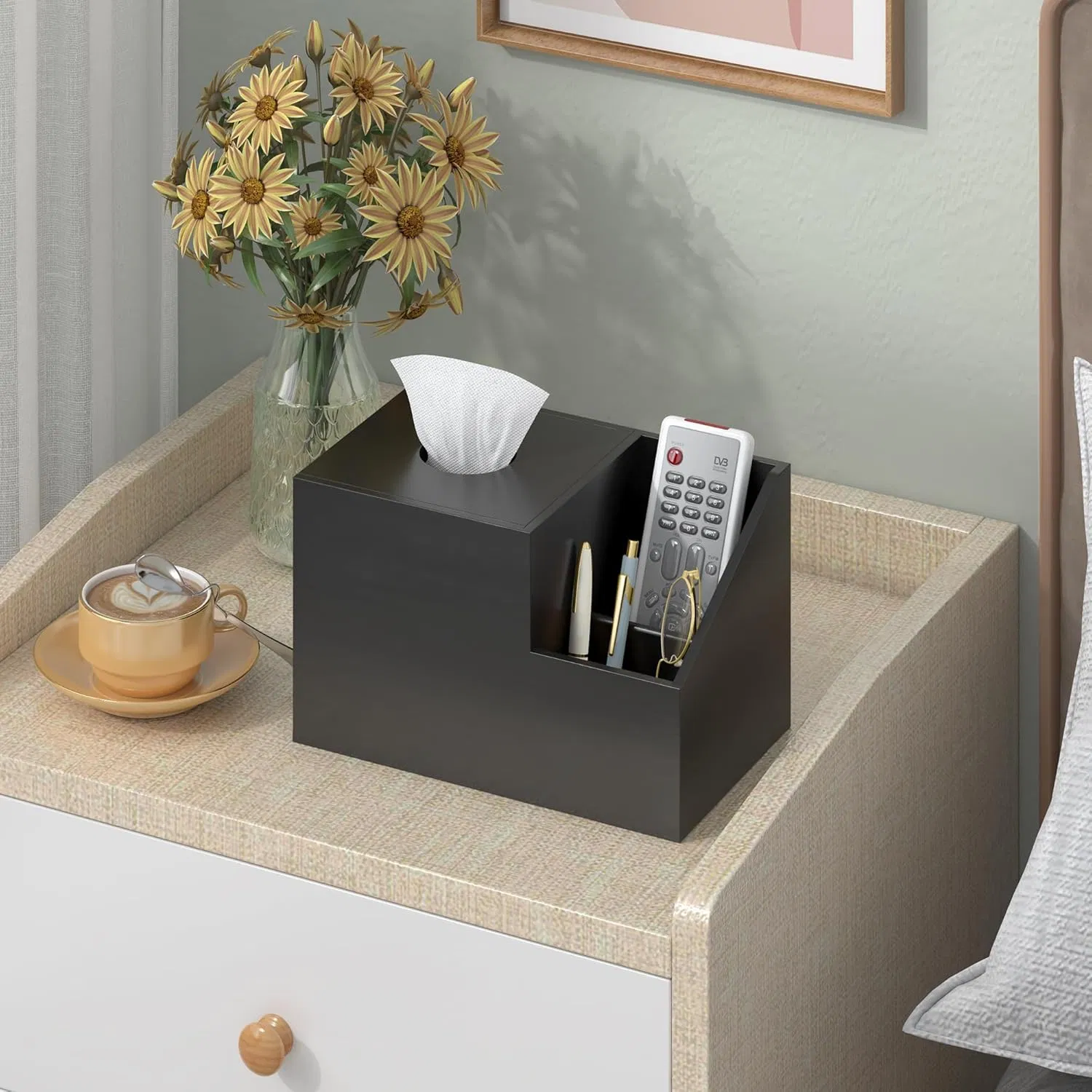 Bamboo Modern Minimalist Bedroom Bathroom Countertop Multifunctional Tissue Storage Box