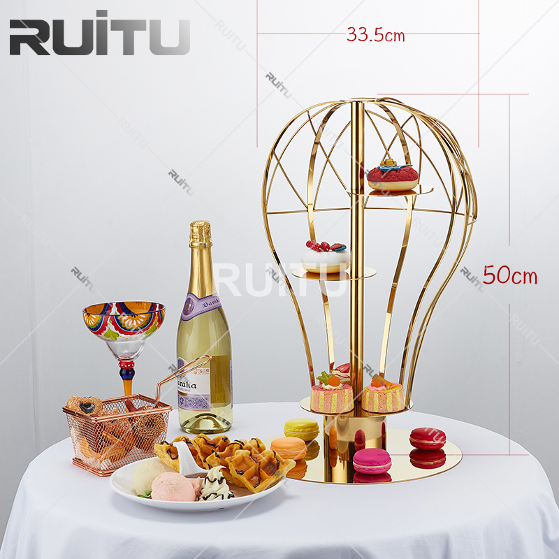 Wedding Party Decoration Supplies Stainless Steel Metal Cupcake Serving Set Dessert Table Display Stand Commercial Gold High Tea Cake Stands for Events