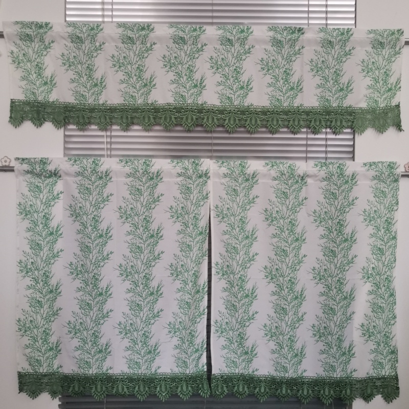 Floral Digital - Printed Polyester Kitchen Curtains Set Farmhouse Small Window Valances and Tier Targeted for Kitchen Small Windows