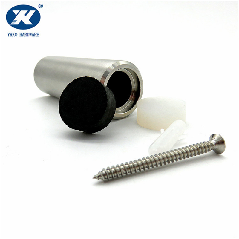 Wall-Mount Long Door Stops Stainless Steel Modern Door Stop with Sound Dampening Rubber Tip Protector