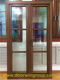  Tempered Double Clear Glass Grille Design Solid Wood Window