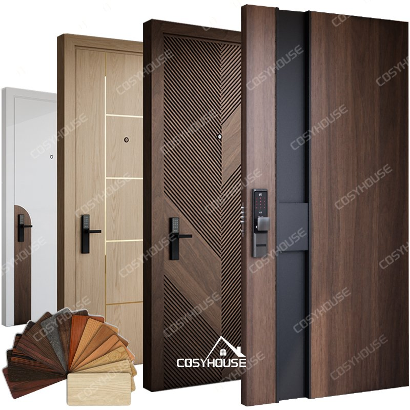 American Standard Black Walnut Solid Wood Exterior Doors External Wooden Pivot Main Door for House Modern Front Entry Doors