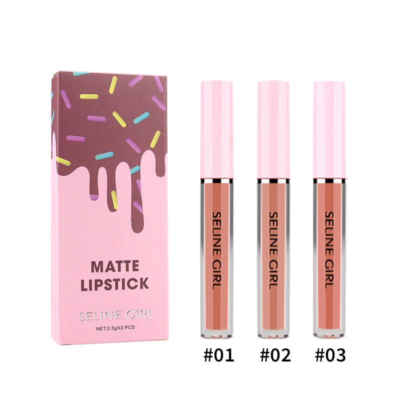 Seline Girl 3*2.5g Silky Moisturizing Long Lasting Box Lipstick