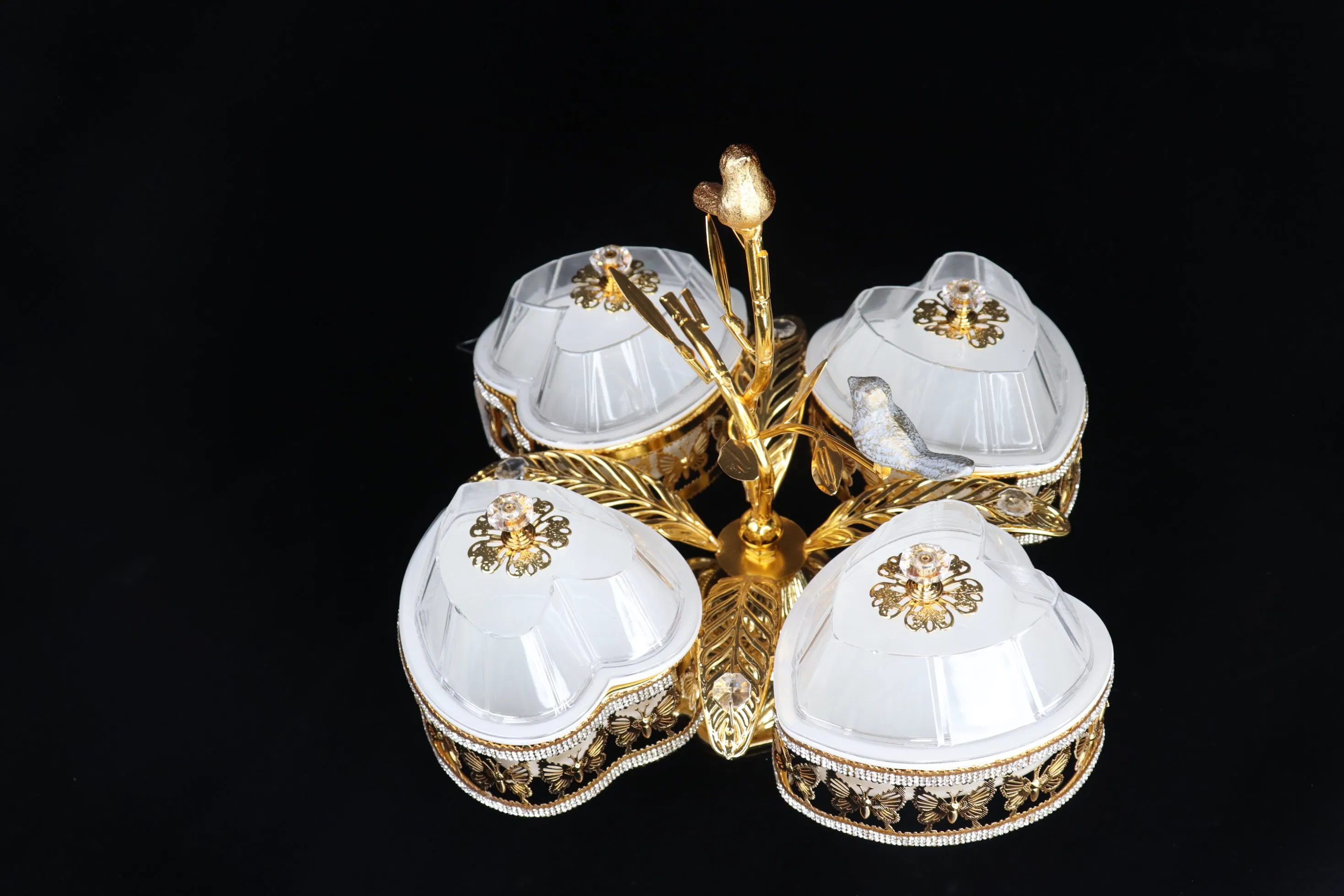 Living Room Storage Food Container, Sugar Jar with Lid, Plastic Jar with Gold-Plated Iron Set