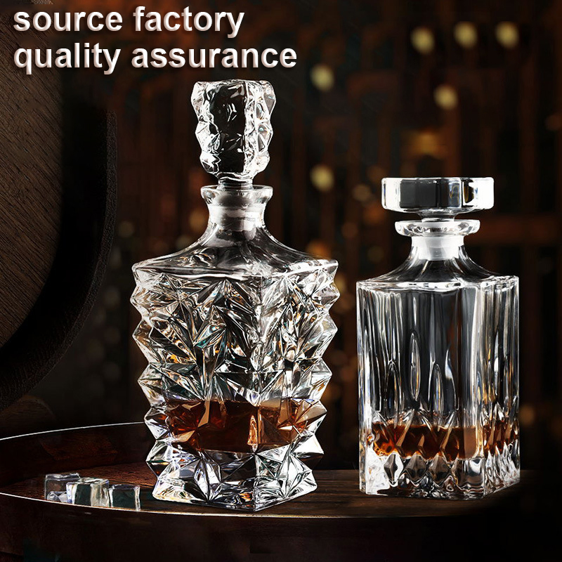Wholesale Lead-Free Light Luxury Glass Whiskey Decanter Wine Bottle Crystal Decanter with Wine Decanter Stopper