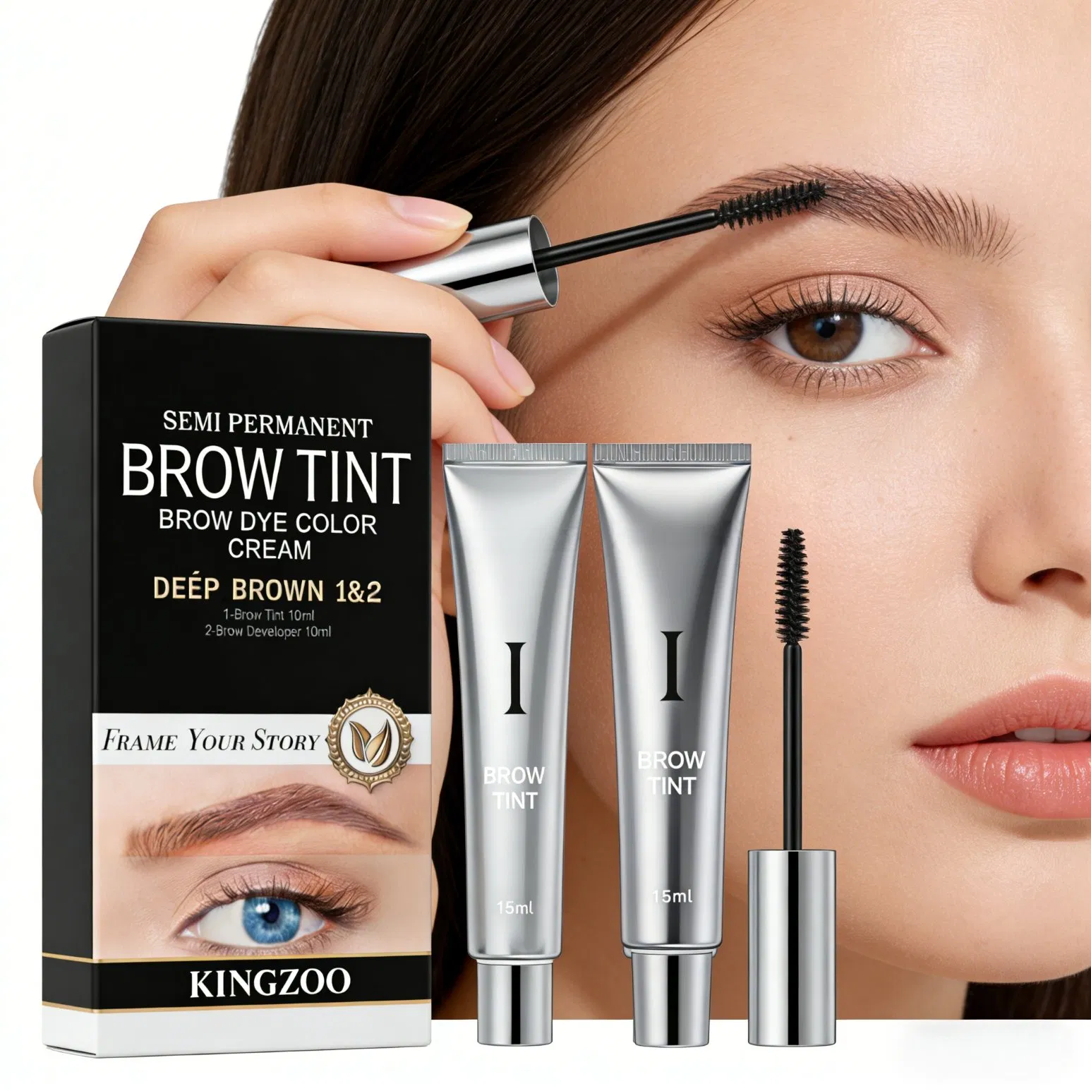 Kingzoo Brow Dye Tint Wholesale Eye Brows Tint 15ml Eyelash Eyebrow Tinting Little Box