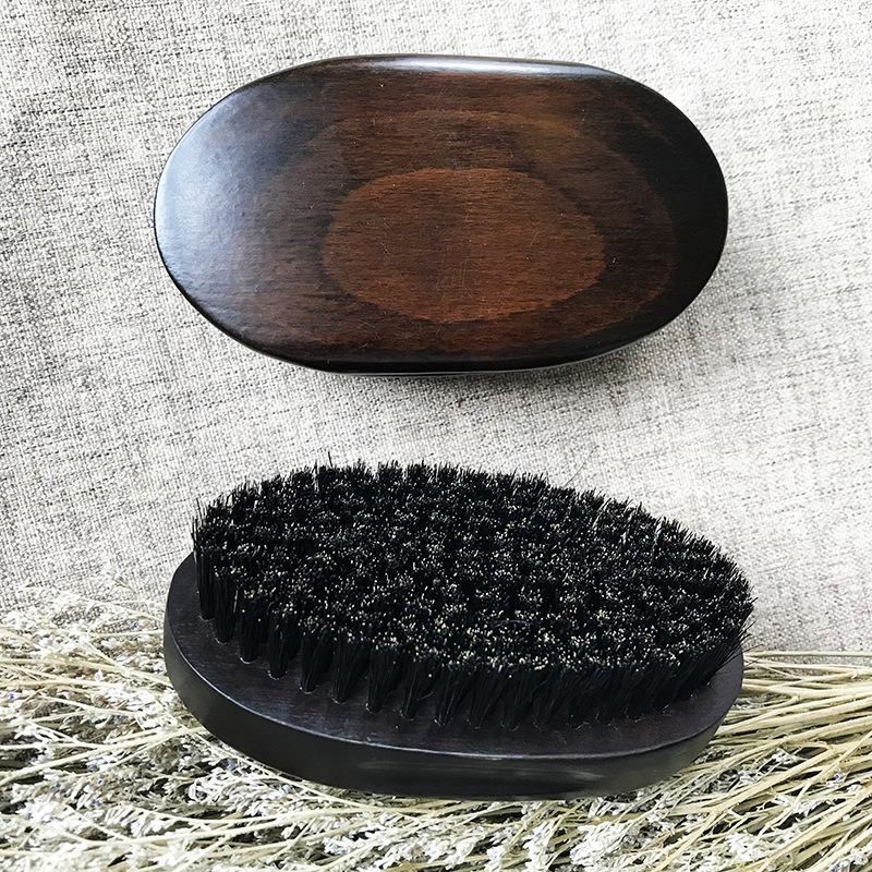 Wood Small Travel Beard Brush Natural Boar Bristles Hair Mustache Shaving Brush Facial Hair Brush