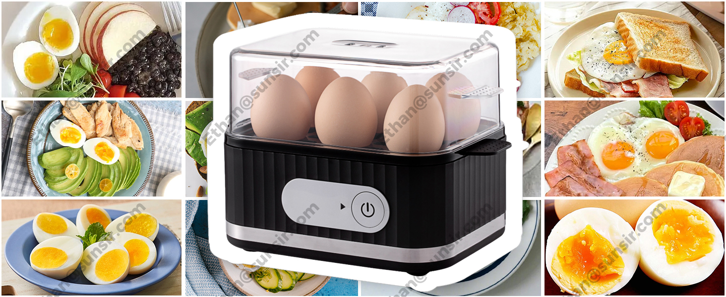 6-Egg Electric Egg Boiler Withtimer and Anti-Dry Feature for Precise Doneness