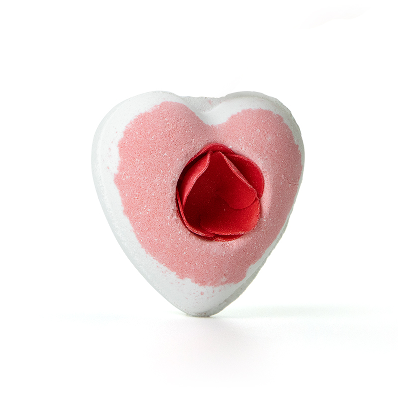 OEM/ODM Factory Private label Bath Gift 90g Heart Shaped Bath Bomb with Soap Flower