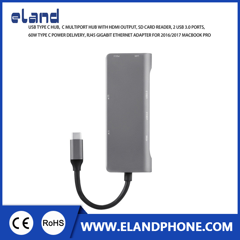 7 in 1USB-C Dock with Pd/USB/HDMI/SD/TF/RJ45 Adapter