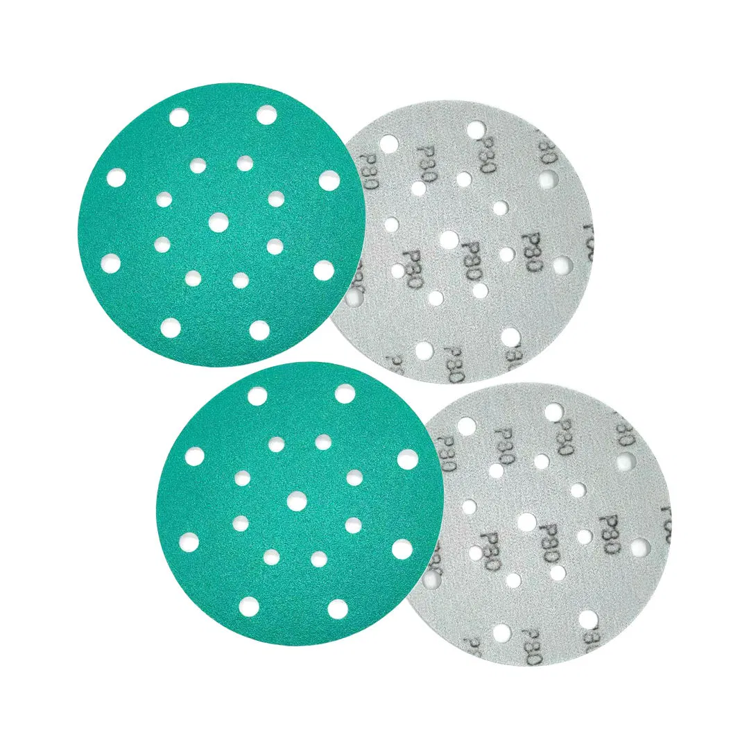 Sanding Disc Green Polyester Film Sandpaper Disk Multi-Holes Hook and Loop Ceramic Abrasive Sanding Disc for Automobile