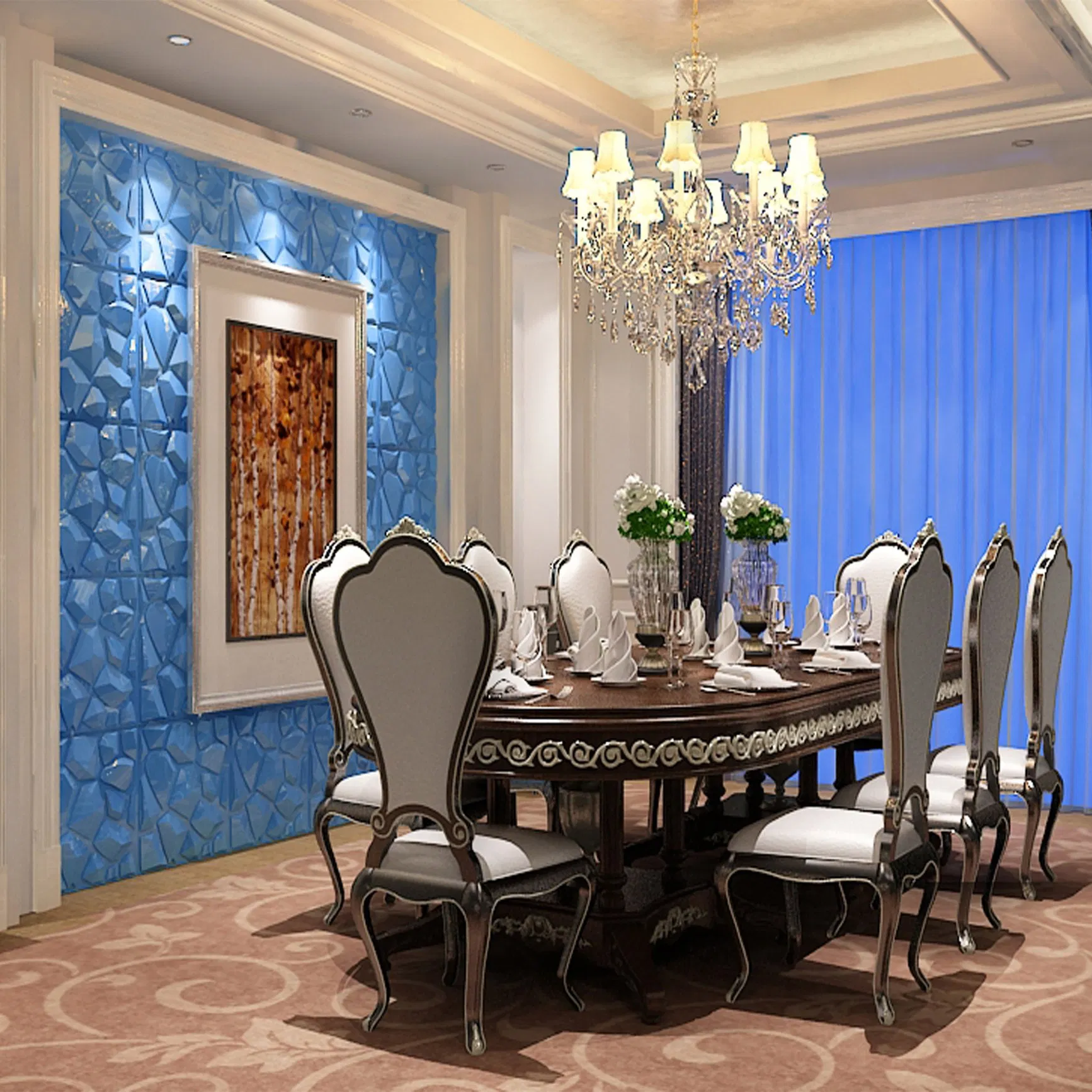 3D Embossed Fiber Wall Panel Used for Sofa Decoration