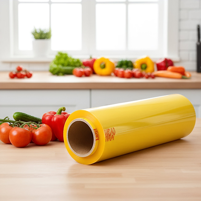 10-15mic 30-50cm Width Jumbo Roll OEM ODM Foodgrade PVC Cling Film Wrap Stretch Film Food Fresh Film for Meat Packing