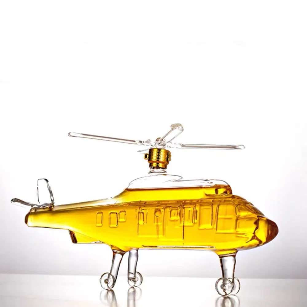 Home Party Barware 750ml Helicopter Shaped Design Whiskey Decanter for Liquor Bourbon