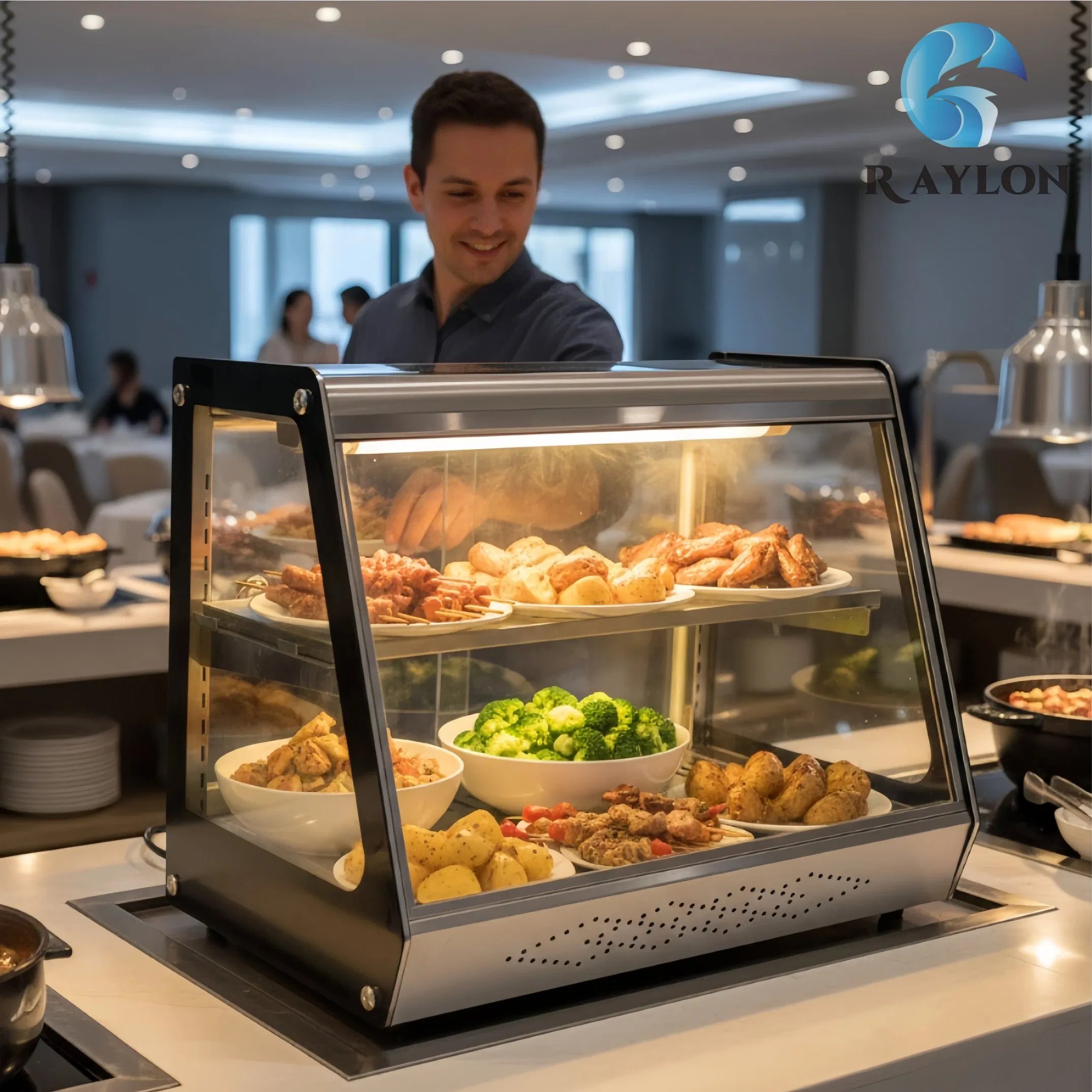 Glass Panel Heated Display Cabinet for Catering Service