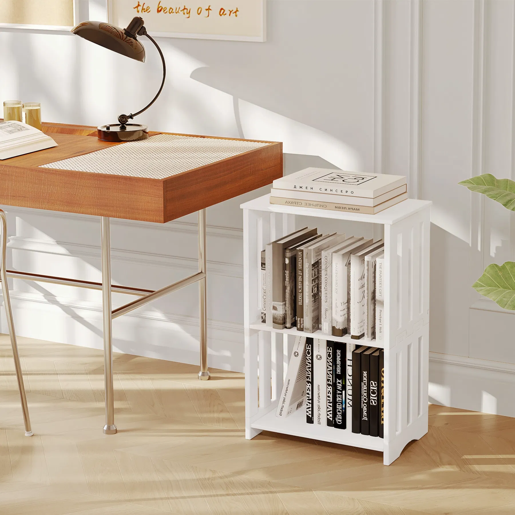 Small PVC Side Table Corner Bookhelf Stand for Bedroom Living Room Office