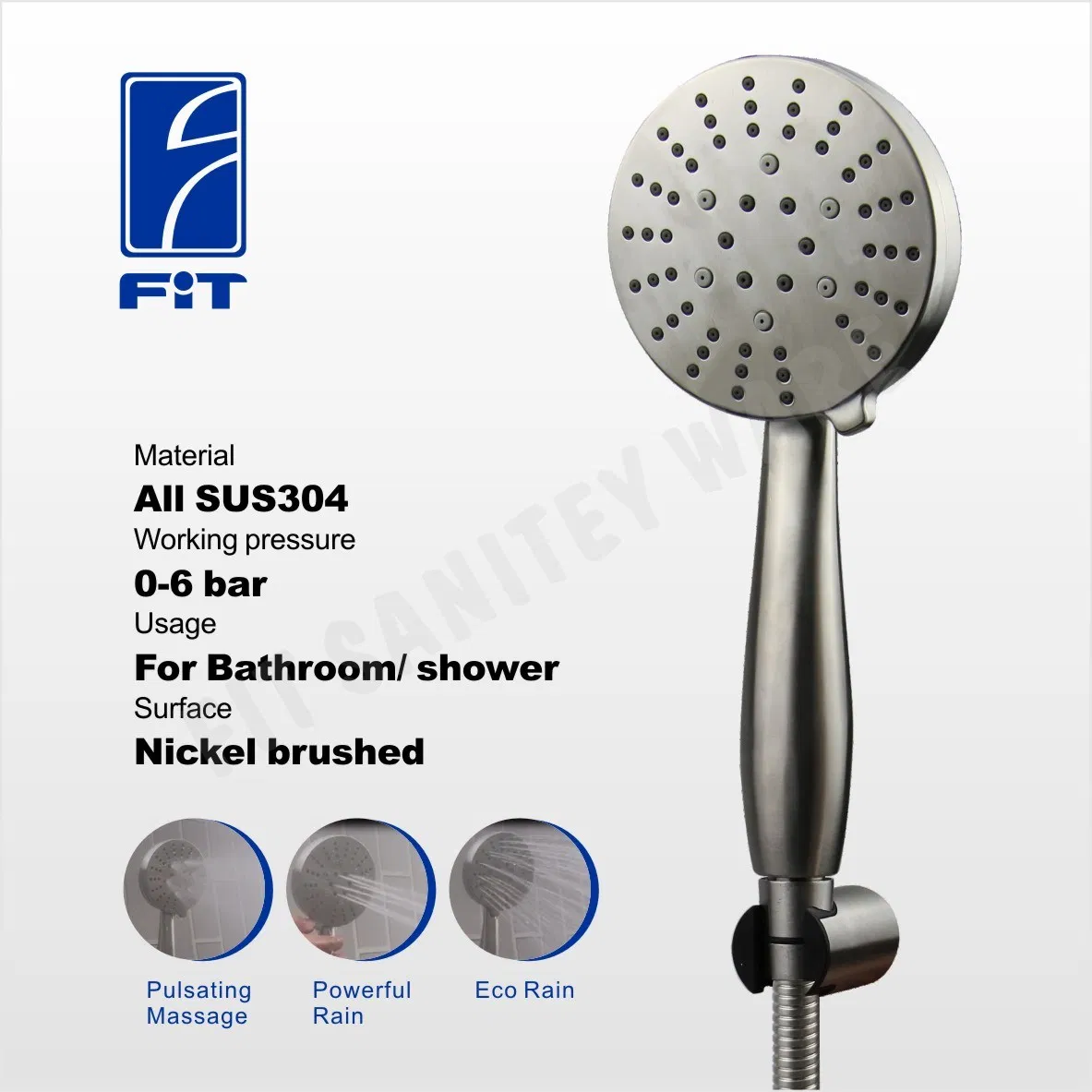 Factory Adjustable One Function ABS Head Shower Sprayer Bathroom Mixter Water-Saving Handheld Shower Head