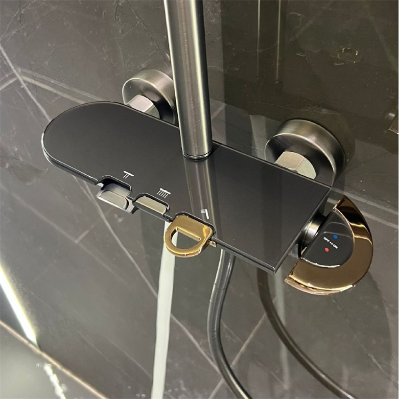 Contemporary Solid Space Aluminum Brass Bathtub Mixer with High Quality Shower Head on Sale Shower Set