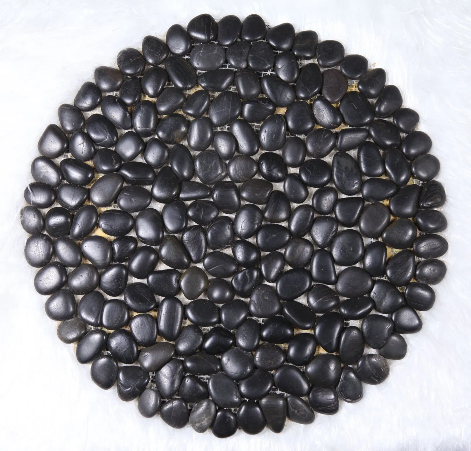 Mosaic of Round Pebbles for Coasters or Garden Paving Natural