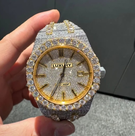 Custom Luxury Full Iced out Moissanite Watches Pass Diamond Tester Hip Hop Bust Down Diamond Mechanical Watches