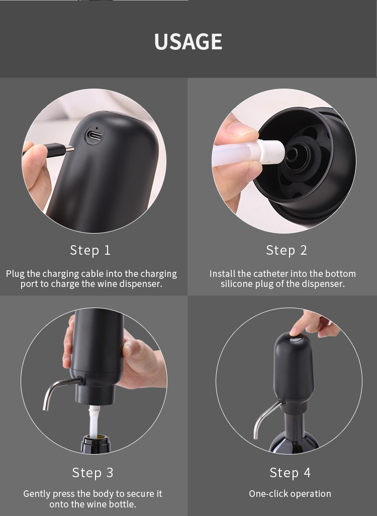 Type-C Rechargeable Electric Wine Aerator Automatic Pourer Dispenser