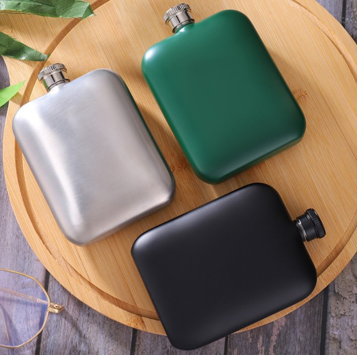 6oz Matte Black Hip Flask Stainless Steel Liquor Whiskey Alcohol Flask
