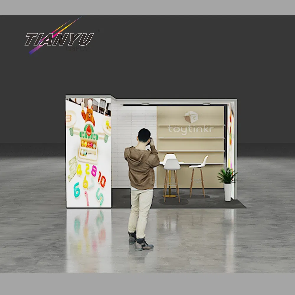 Tianyu M Series 3X3 Aluminum Frame Modular Trade Show Booth with Shelves and Counter Table