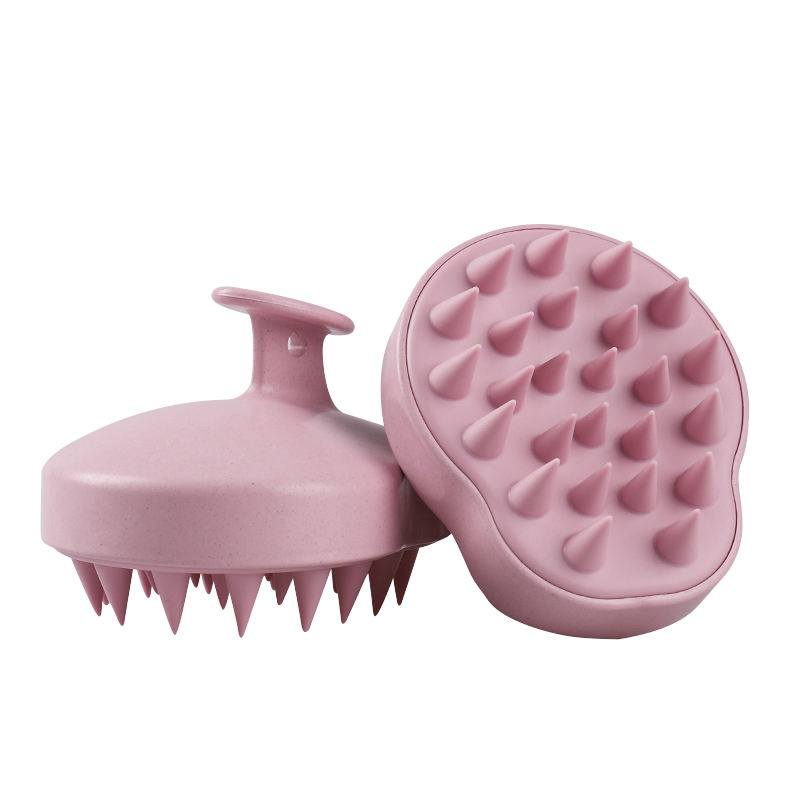 Wheat Straw Silicone Hair Brush Shampoo Brush Scalp Massager Organic Silicone Cleaning Care Shampoo Brush Scalp