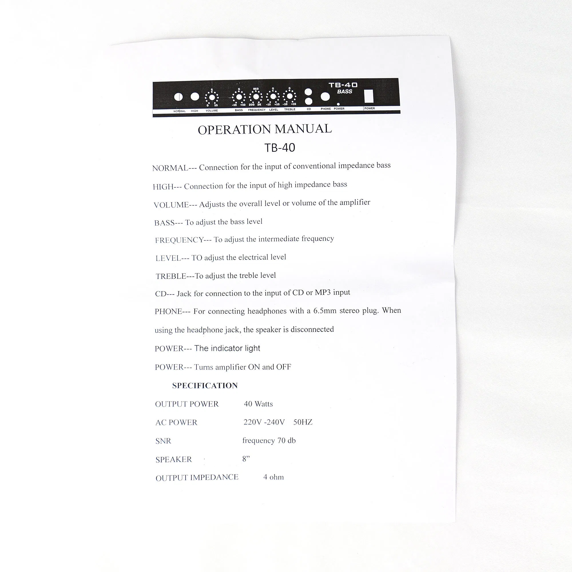 40W Bass Guitar Amplifier China Wholesale Price