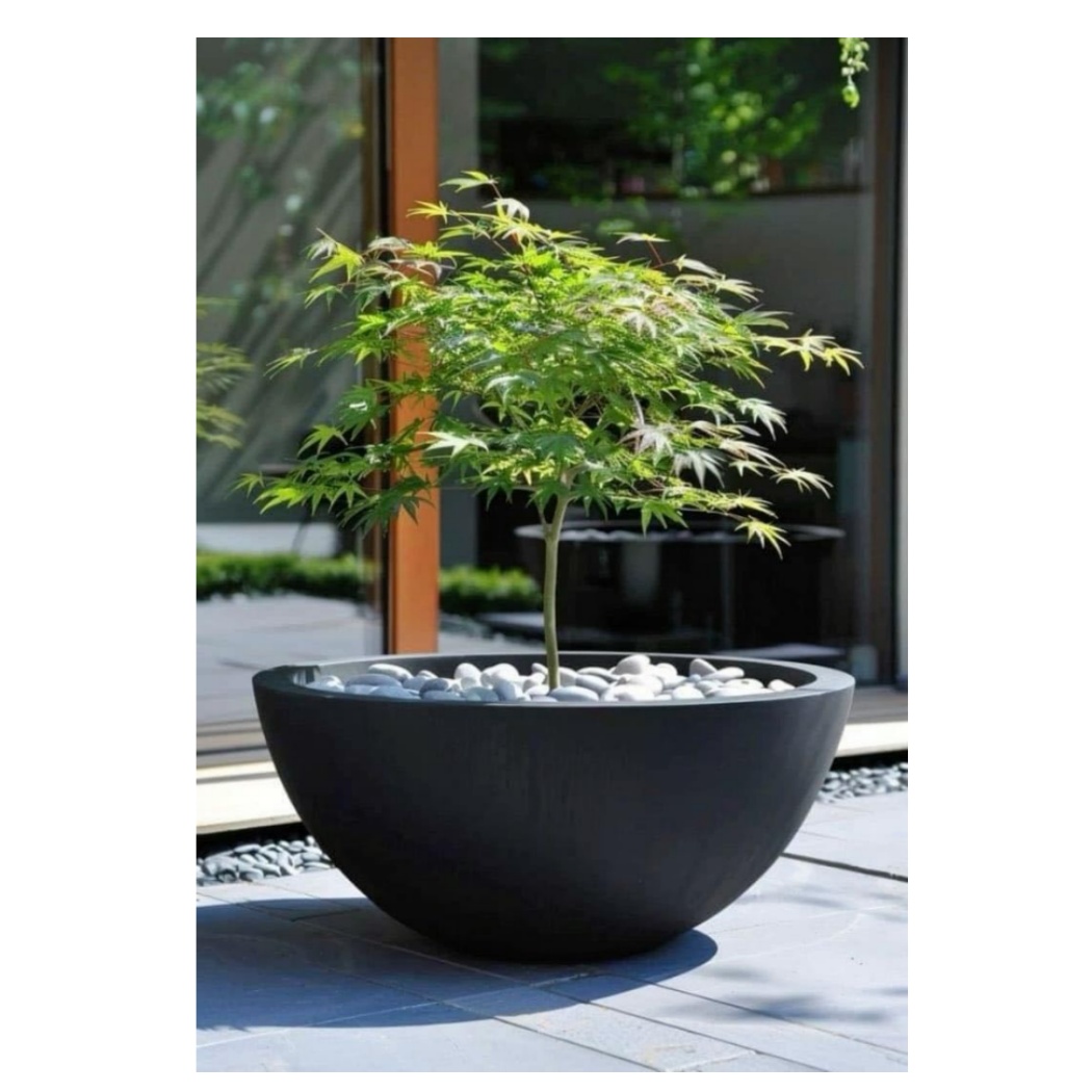 Горшок для цветов круглый каменный стекловолокно