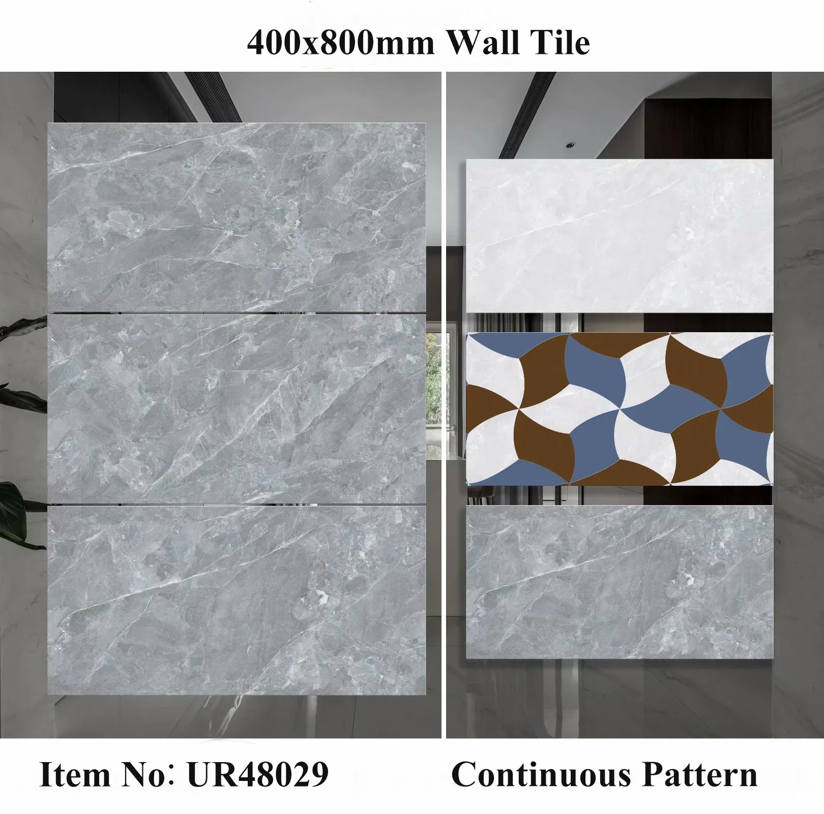 Foshan Quality Building Material Decoration 400X800mm Glazed Porcelain Ceramic Bathroom Flooring Wall Tile