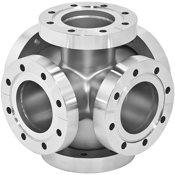SS304/SS316L High Vacuum Pipe-Fittings CF16-CF100 Equal 6-Way Cross Rotatable/Fixed Flanges Thru Holes