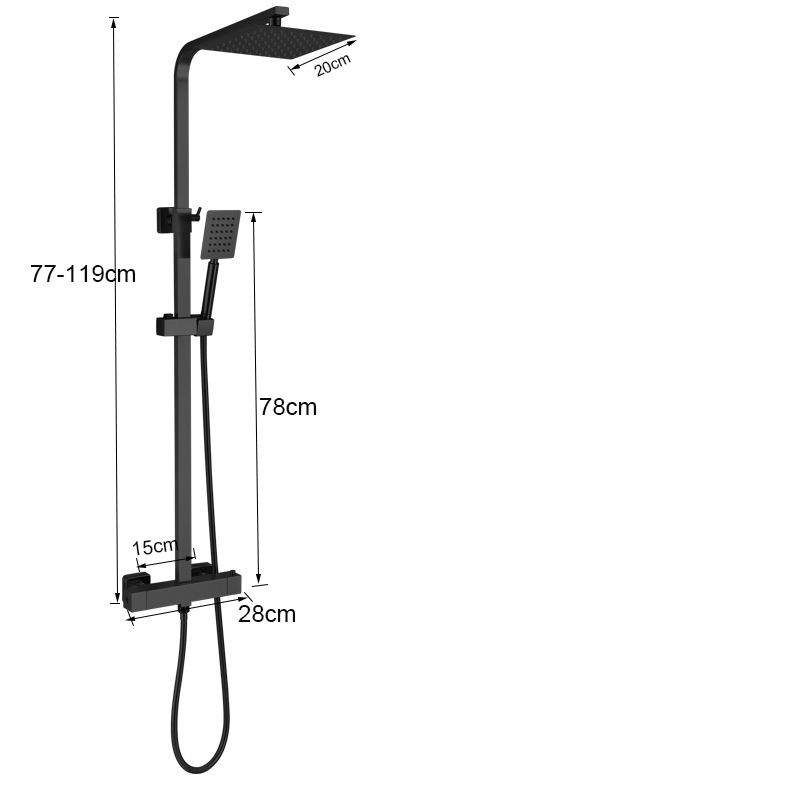 Rainfall Shower Thermostatic Mixer Shower Set Black Shower Column