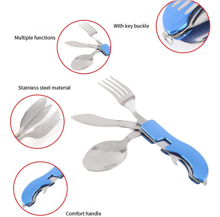 4 in 1 Stainless Steel Spoon Fork Multi Function Outdoor Fork Tableware G104A