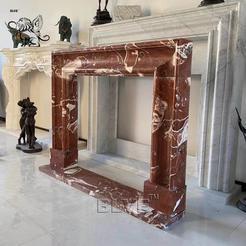 Large Villa Home Fireplace Surround Stone Mantel Modern Luxury Marble Fireplace Custom Factory