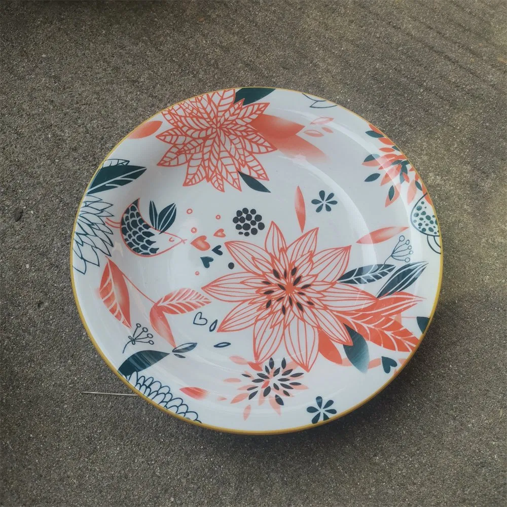 9.25"Soup Plate with Full Under Glaze Two Colour Decal Ceramics Tableware Porcelainware