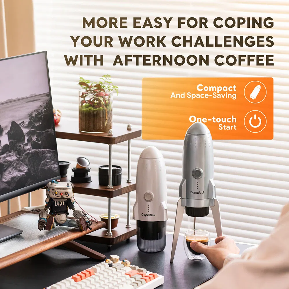 Mini Portable Coffeemaker - Manual Rechargeable, Fast Heating for Personal Use