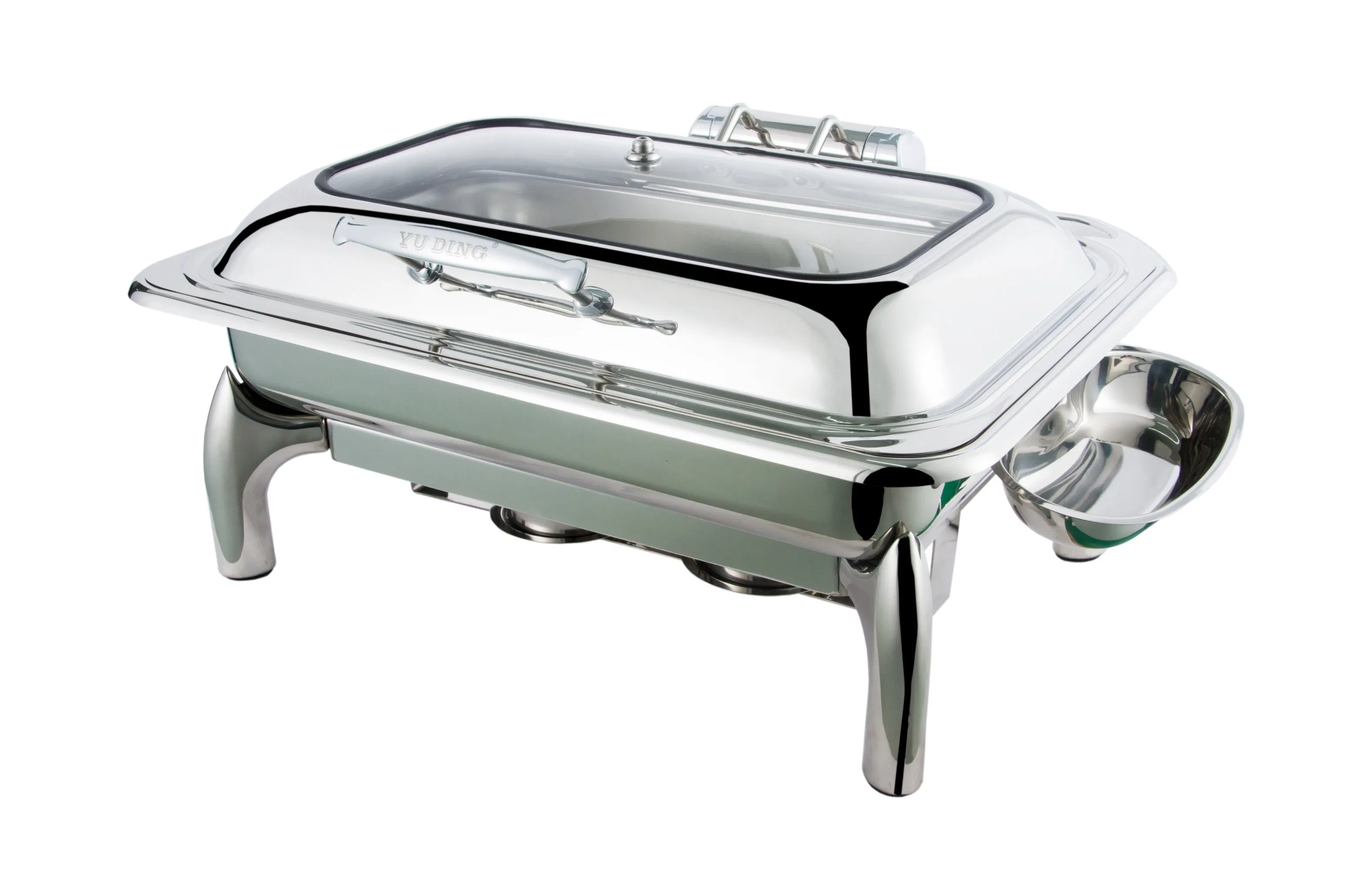 Stainless Steel Rectangular Glass Lid Chafing Dish with 9 Liters