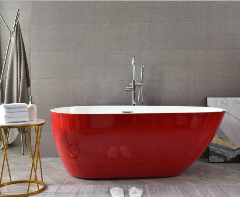 Acrylic Freestanding Bathtub Oval Shape White Color Soaking Bathroom Hot Bath Tub