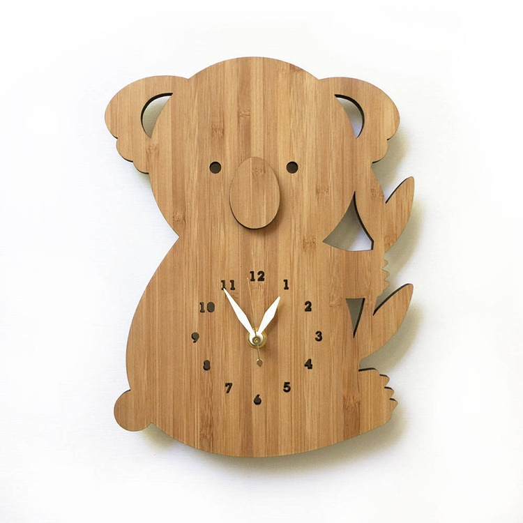 Christmas Promotion Custom Bamboo Wood Digital Time Handmade Wall Clock