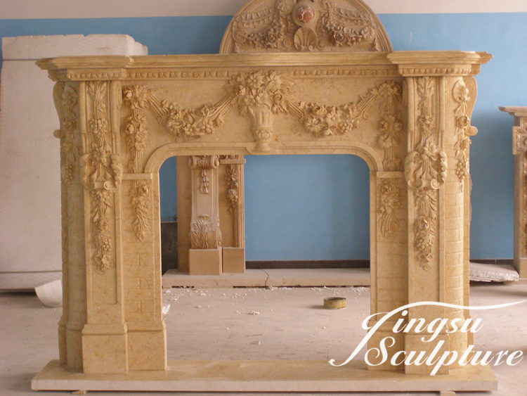 Professional Factory Home Indoor Hand Carved Produce Natural Stone Marble Fireplace