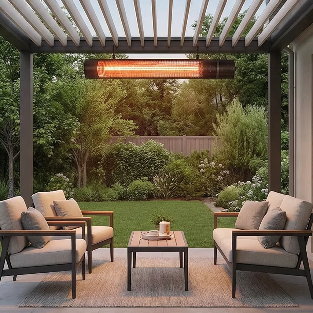 Infrared Outdoor Wall Heater 2000W Carbon Fiber Golden Tube IP55 Waterproof