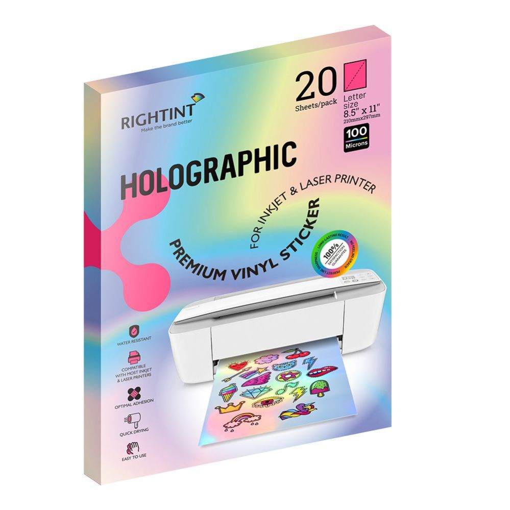 A4 210 X 297mm Waterproof Inkjet holographic  Adhesive Vinyl custom hologram stickers